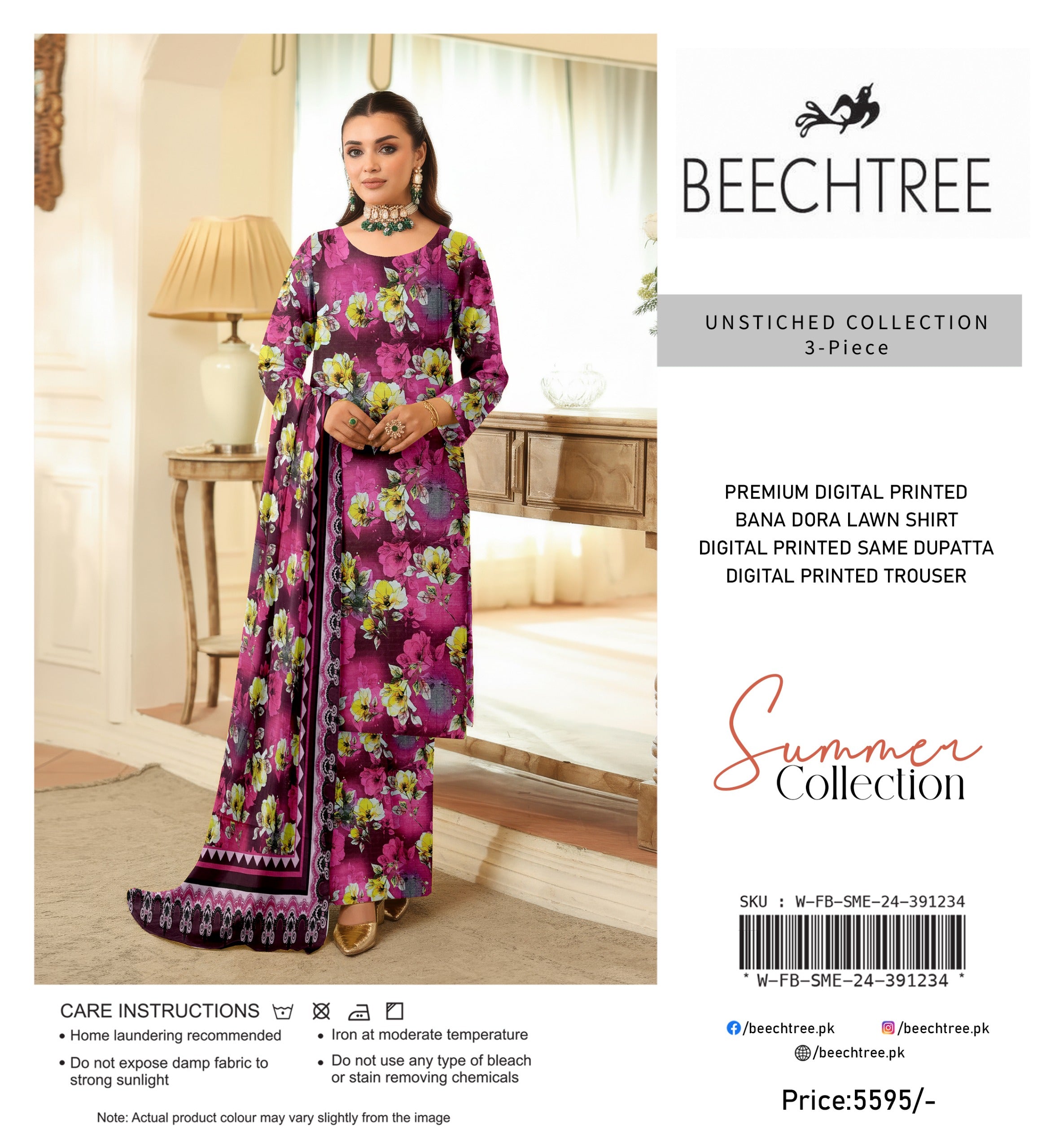 Beechtee - Modern Style Doria 3 Piece Unstitched Suit